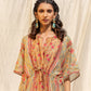 Boozy Buttons Green Pink and Orange Printed Cotton Kaftan