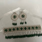 Green and white Bead Choker set Fabric Jewellery