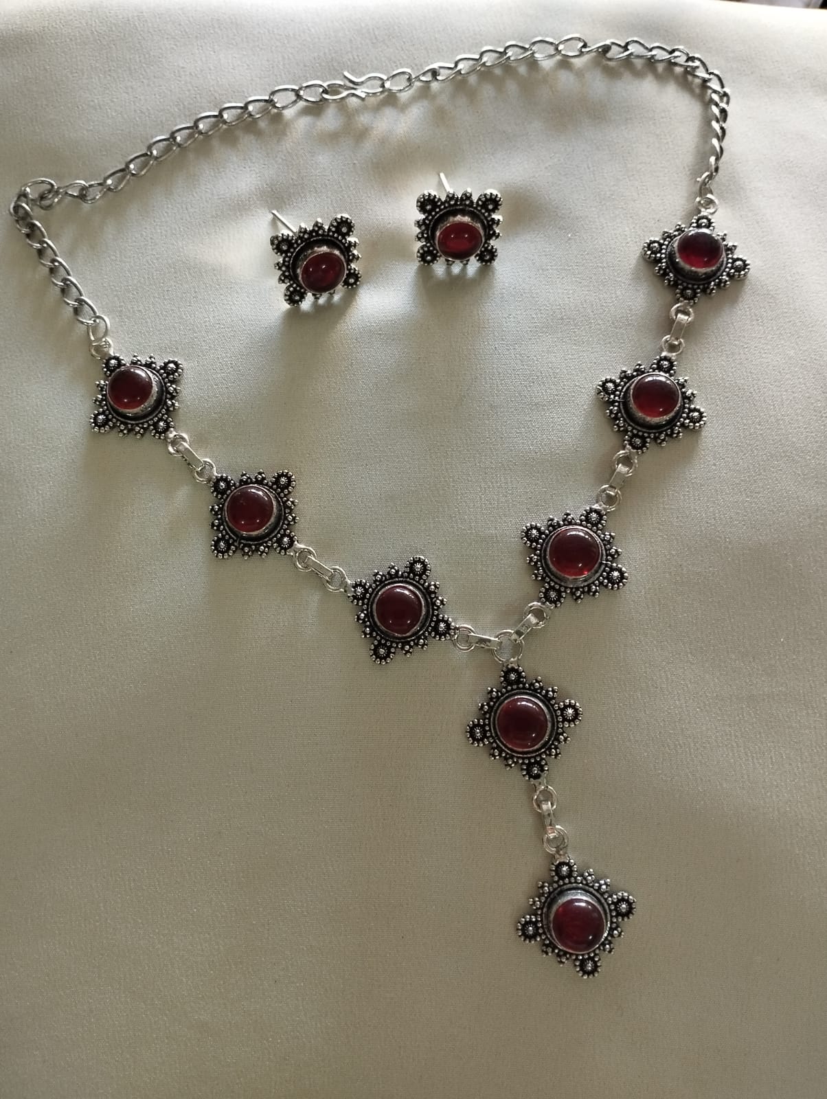 Maroon Stone Necklace set