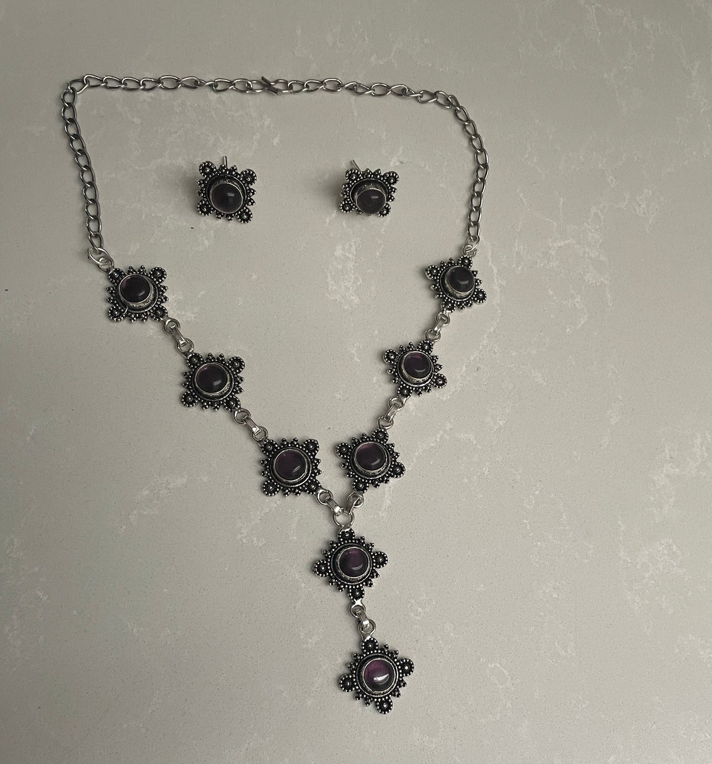 Purple Stone Necklace set