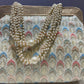 White - Silk Traditional Ethnic Potli Bag with Pearl Handle