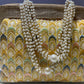 Mustard - Silk Traditional Ethnic Potli Bag with Pearl Handle