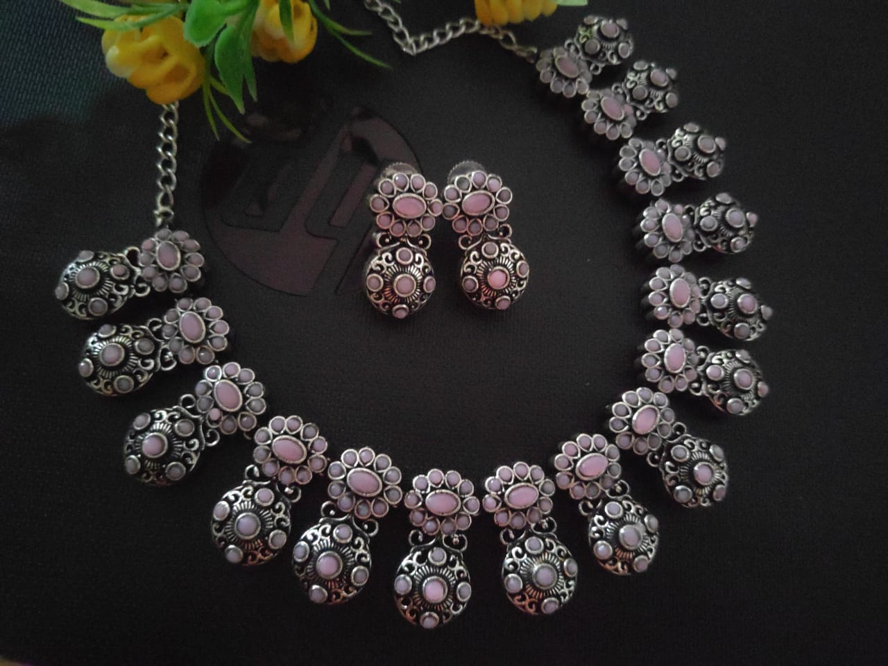 Pink colour Jewellery set