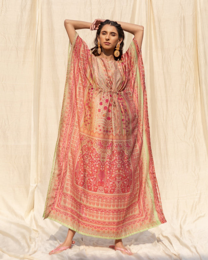 Boozy Buttons Romantic Pink Manifest Kaftan